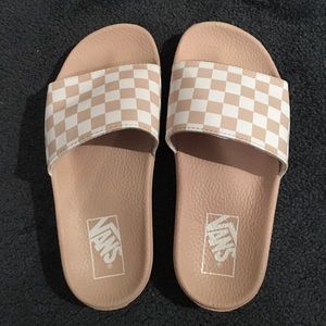 Vans Checkered Vans Slides in blush pink